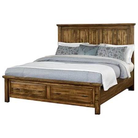 Solid Wood Queen Mansion Storage Bed with 2 Drawers